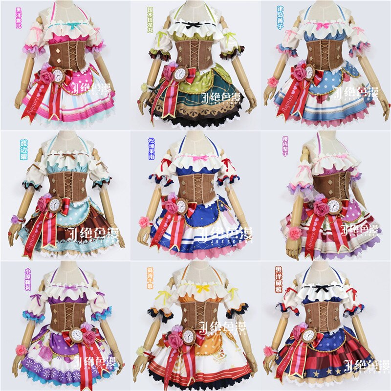  ̺  Aqours ڽ ǻ ġī Ÿī   ũ Kanan Matsuura Valentine Idol Women Uniforms Dress